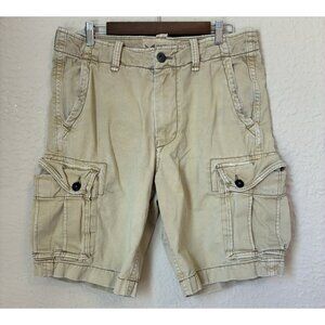 Vtg American Eagle Cargo Shorts Y2K Beige 33 Distressed Look Classic Length